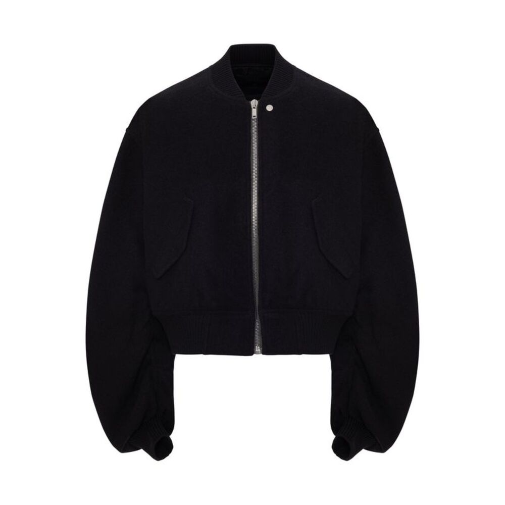 Rick Owens Men Cropped Bomber Jacket With Voluminous Sleeves